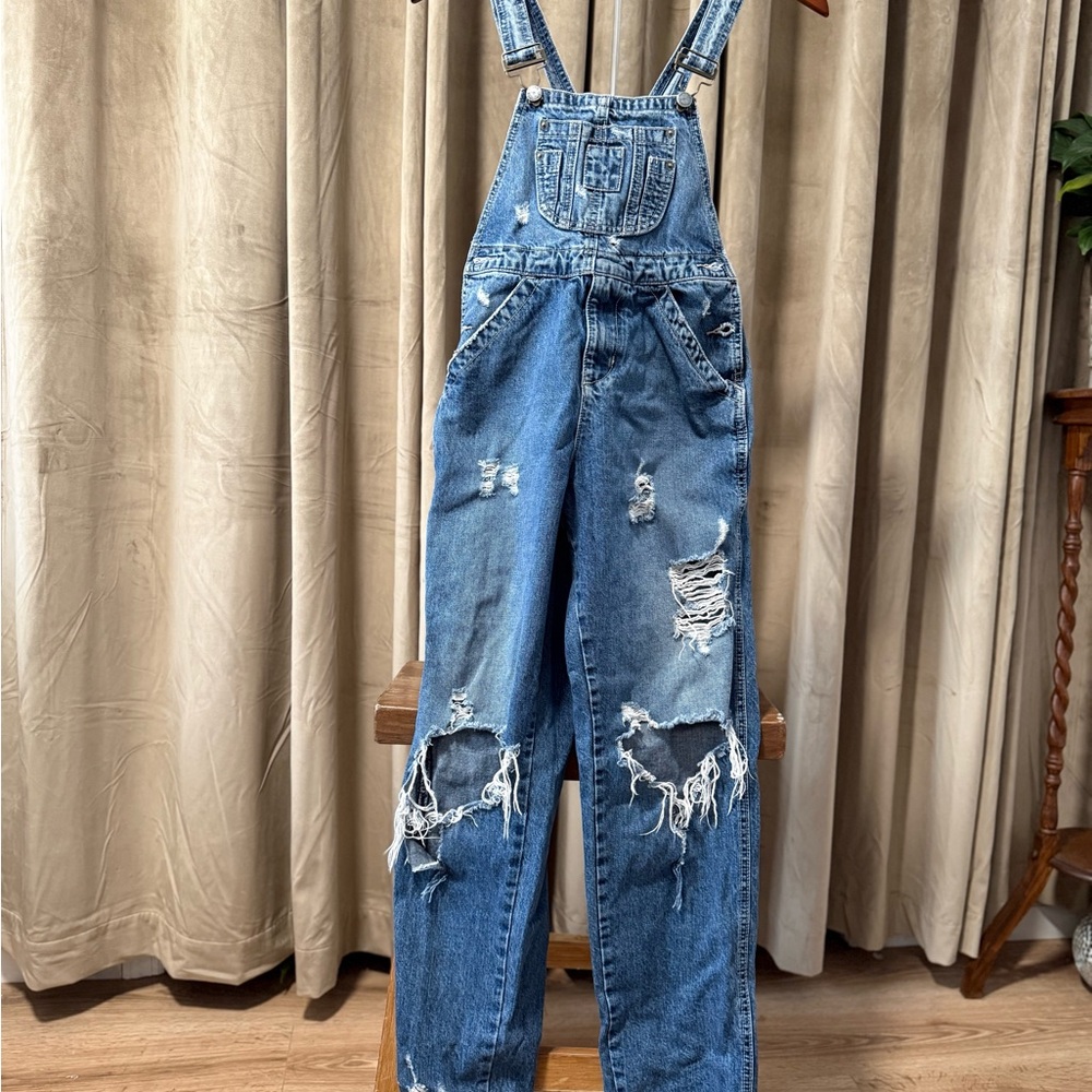 Carnage Distressed Blue Denim Overalls